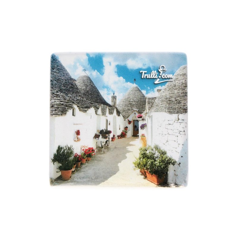 Vicolo Aia Piccola Trulli Alberobello souvenir in vetro SET-FAA048V05AM - fronte