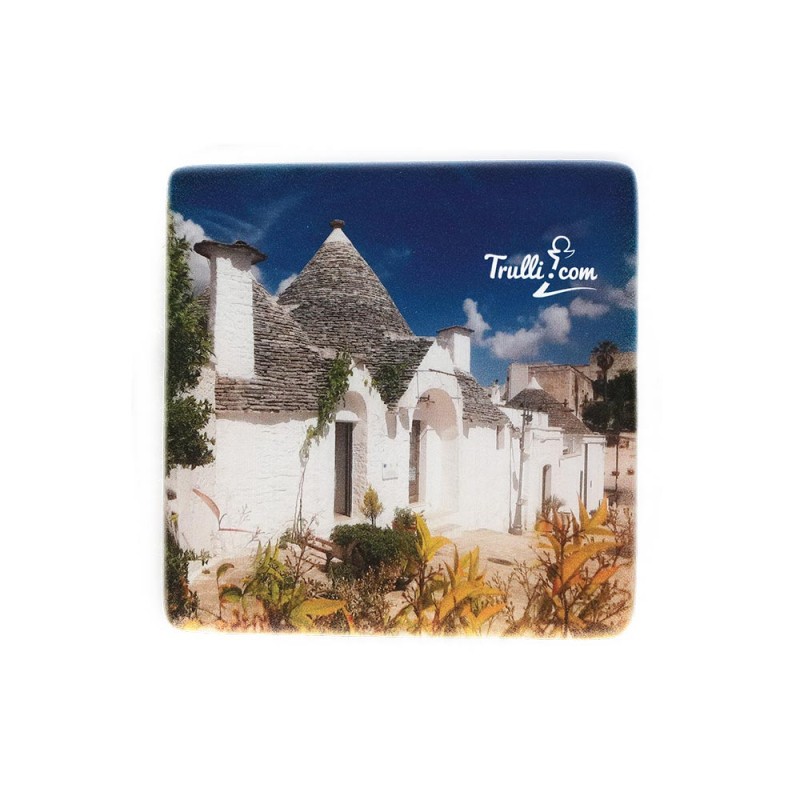 Via Monte Nero Alberobello Souvenir Trulli calamita in vetro SET-FAA039V05AM - fronte