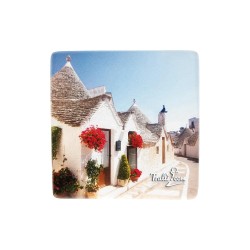 Trulli di Alberobello calamita souvenir in vetro riciclato SET-FAA037V05AM - fronte