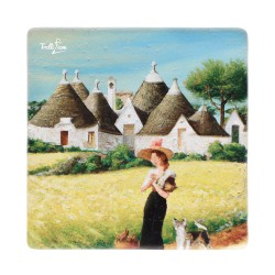 Dipinto Trulli Alberobello souvenir in marmo SET-FAA066M10AG - fronte