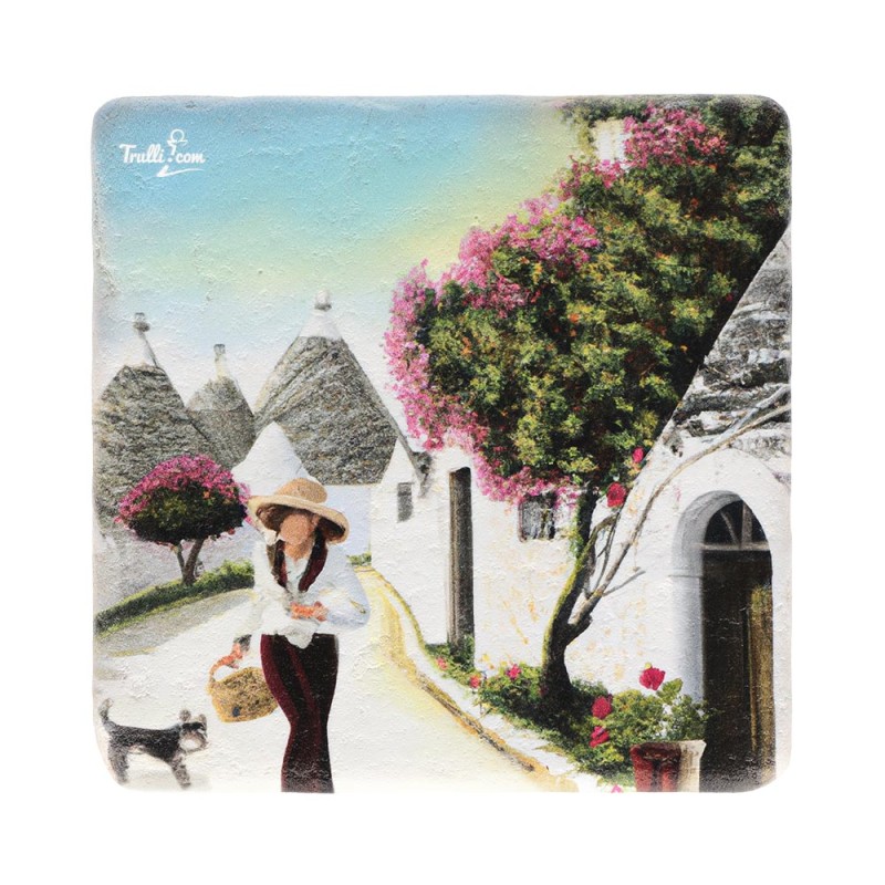 Dipinto Trulli Alberobello Souvenir in Marmo SET-FAA063M10AG - fronte